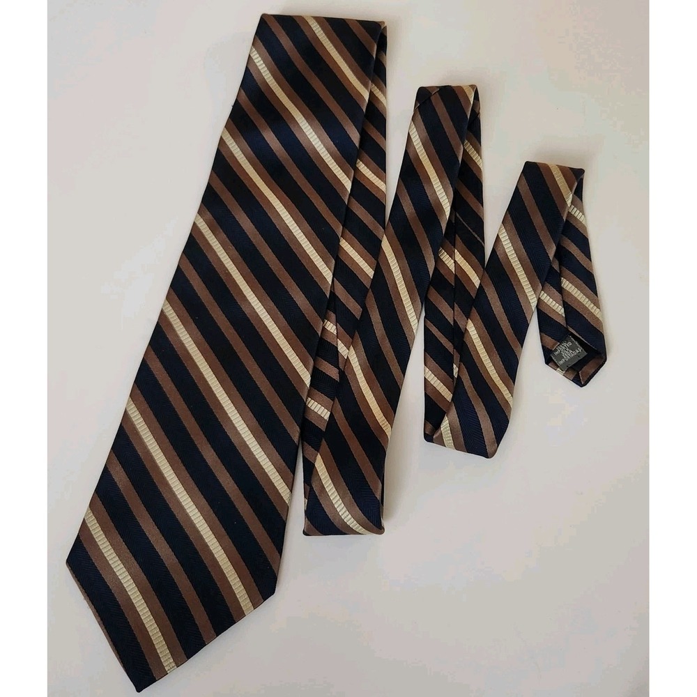 Jones New York Imported Silk Tie Necktie Blue Brown Cream